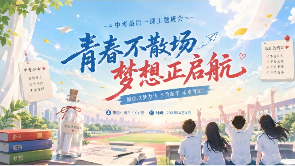 【初三下】【中考考前】九年级主题班会：最后一课班会——稳住，你就赢了