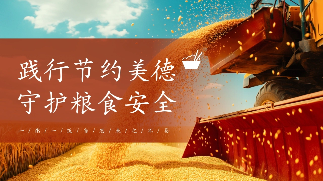 【秋季】【德育】第7周《践行节约美德，守护粮食安全》主题班会PPT