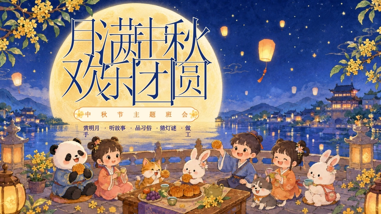 【通用】【传统节日】中秋节主题班会——月满中秋，欢乐团圆