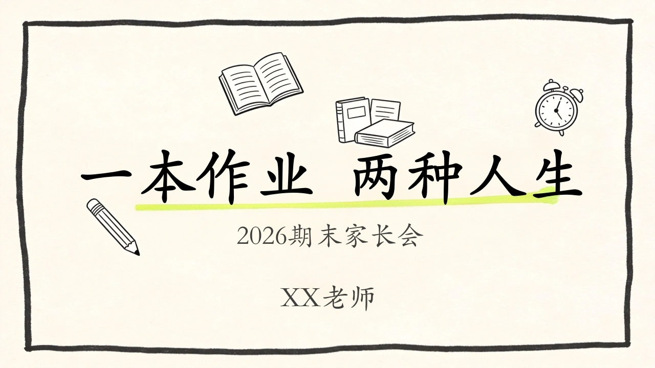 【通用】【期末】家长会：一本作业，两种人生-教务素材网