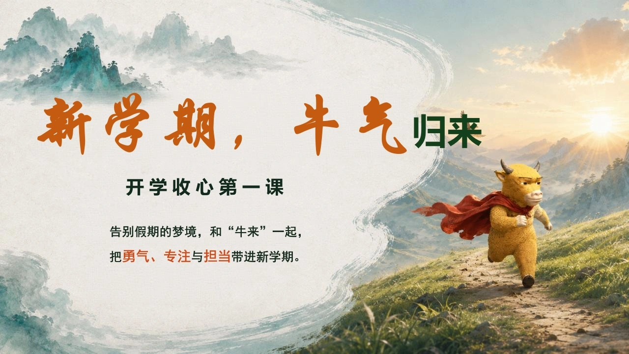 【通用】【秋季上】牛来主题通用开学收心第一课班会-教务素材网