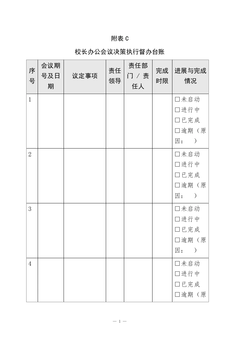 附件：校长办公会议决策执行督办台账-教务素材网